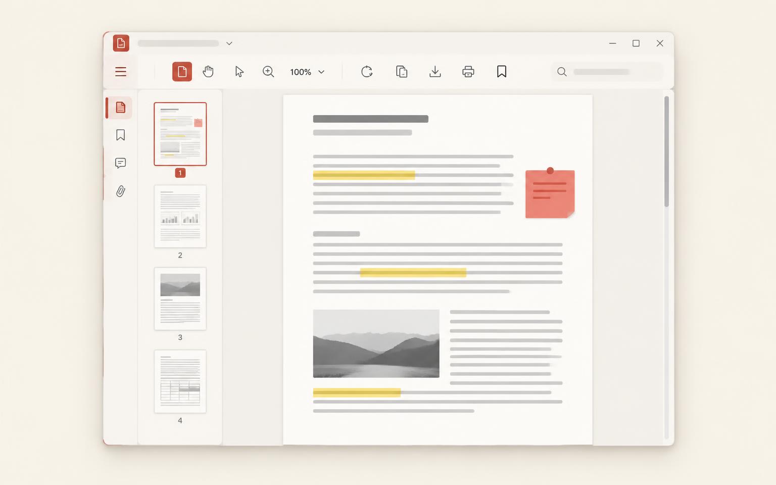 PDFMamba app window showing a document with highlights and a sticky note